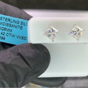 Sterling Silver Moissanite Stud Earrings